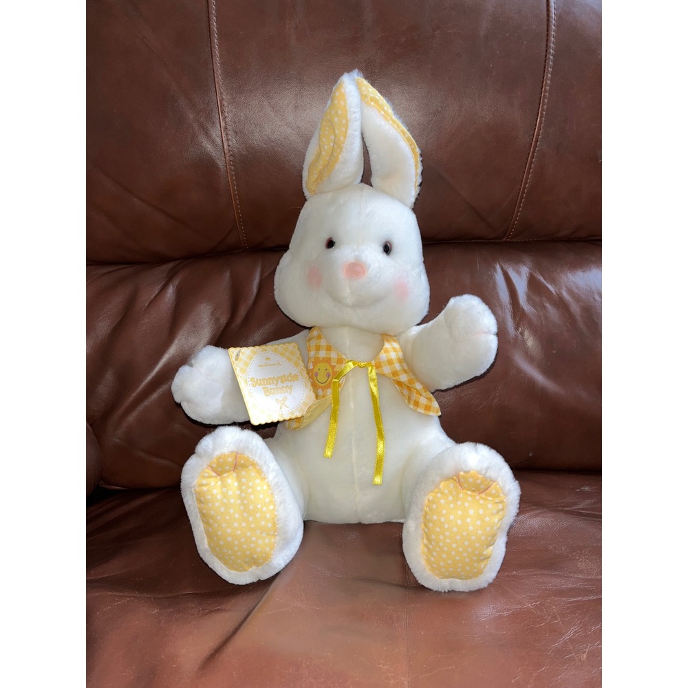 Hallmark Sunnyside Bunny Plush Stuffed Animal‎ Yellow Gingham Smile Toy